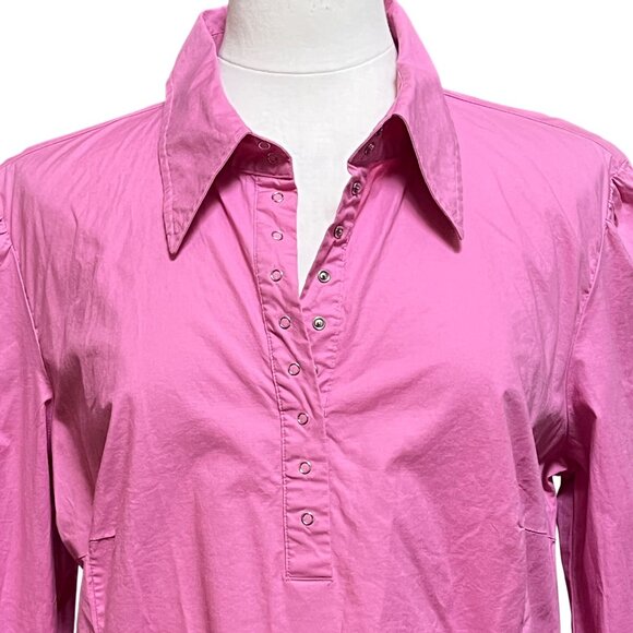Forenza Vtg Pink Long-Sleeve Button-Up Shirt‎ 16 Snap Details Western Pirate 90s - Picture 2 of 12